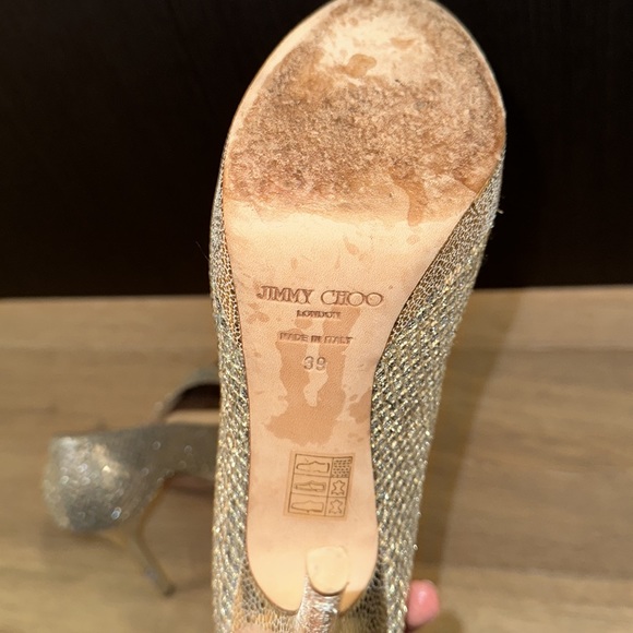 EUC Jimmy Choo sparkly platform peep toe heals - Picture 17 of 17